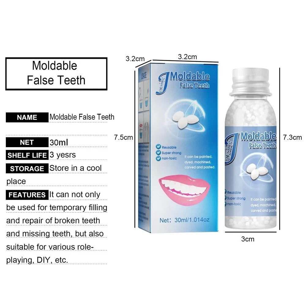 2Pcs Teeth Repair Kit, Temporary False Teeth Moldable False Teeth for Snap on