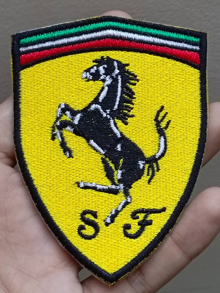 Ferrari Logo Crest Iron On Patch - Sew Patch  Crest  Embroidered Patch 3.8"x2.8"