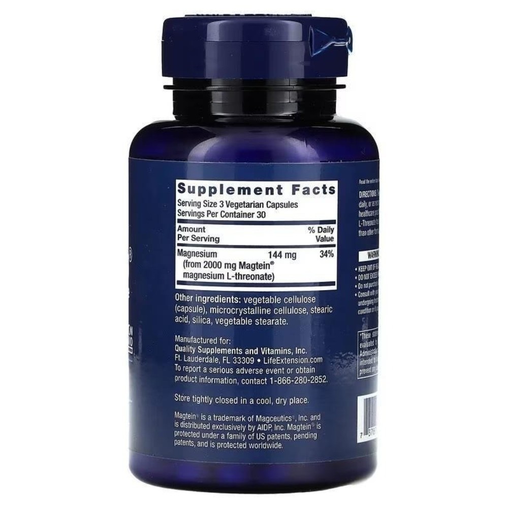 High-Potency Magtein 2000mg, Magnesium L-Threonate for Cognitive Function, 90ct