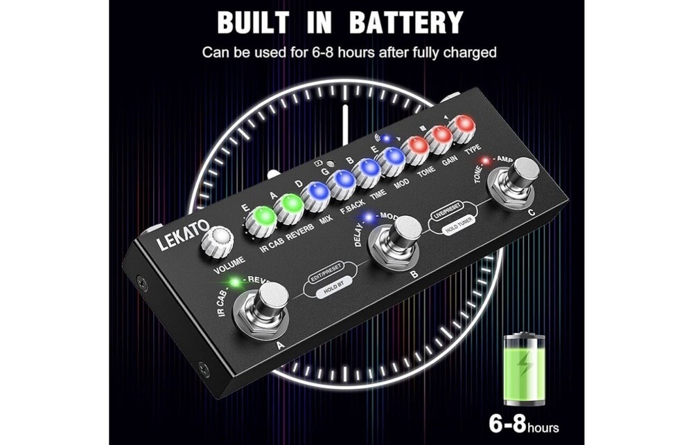 LEKATO Multi Effects Guitar Pedal, with IR Loading 9 AMP Models