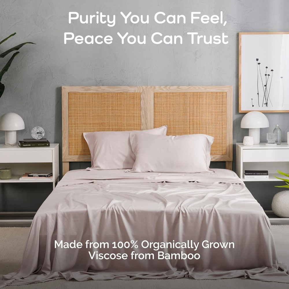 Cooling Bamboo Sheets Set with 2 Pillowcases - Soft & Hypoallergenic