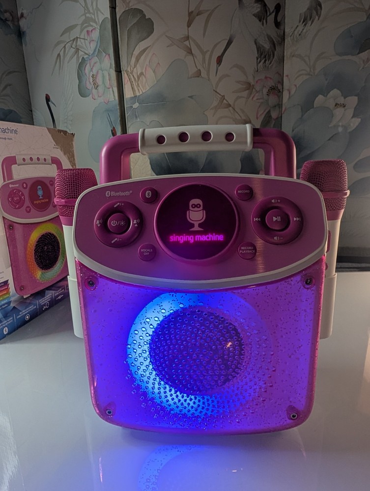 Singing Machine SML294P Bluetooth Karaoke System - 2 Wireless Mics - LED Lights