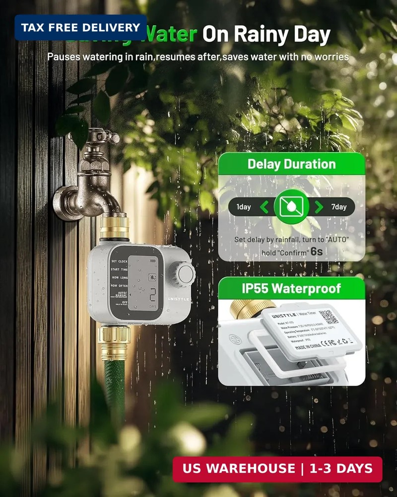 [2026 Upgrade] Sprinkler Timer with Brass Inlets & Outlets, Unistyle Programmabl