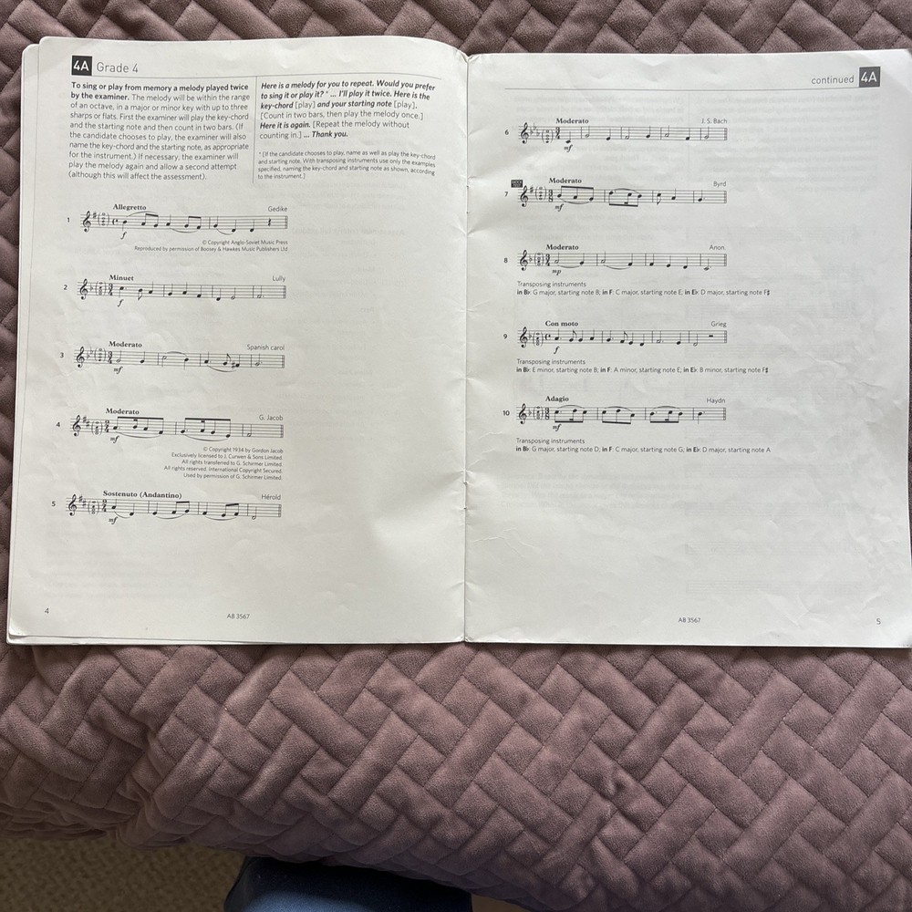 SPECIMEN AURAL TESTS Revised 4-5 ABRSM*