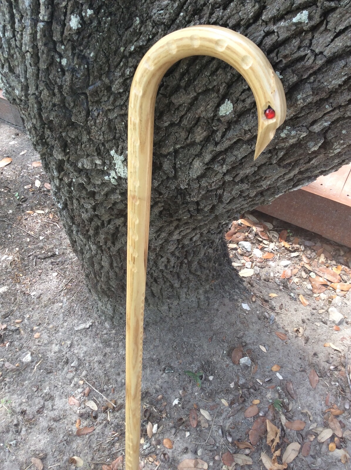 NIGHTHAWK GRAND MASTER HAWK HEAD CANE- MADE IN U.S.A. CUSTOM OAK CANE