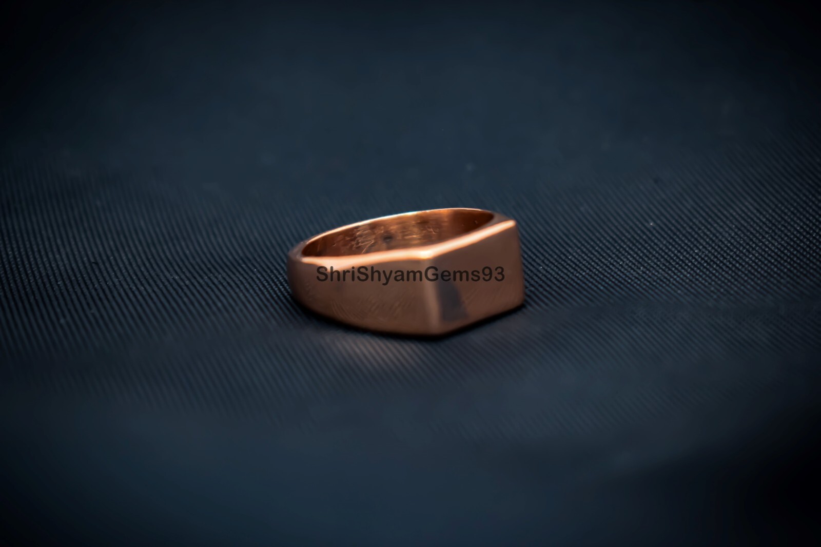 Pure Solid Copper Rectangle Bar Plain Mens Unisex Band Pinky Signet Ring Jewelry