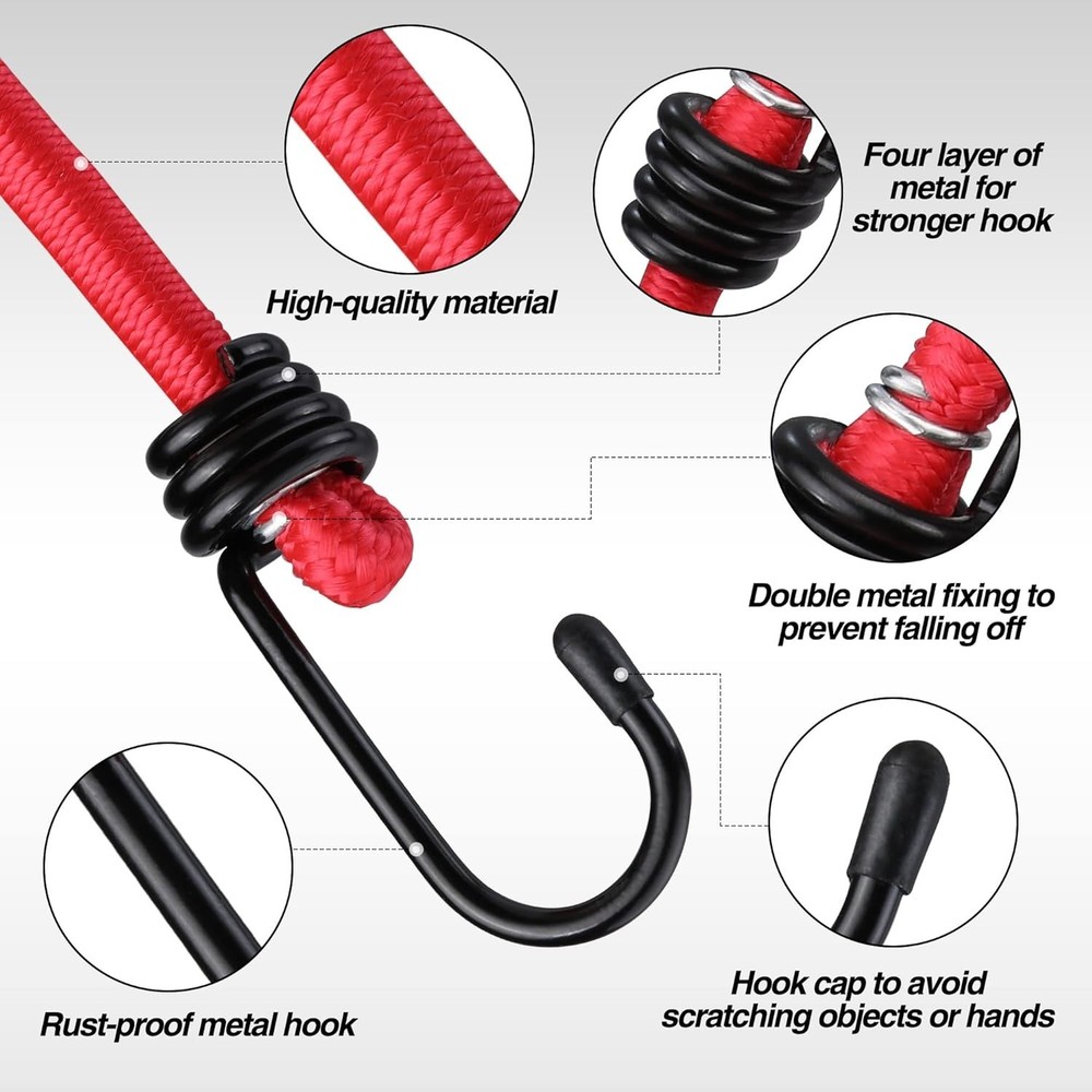 22-Piece Heavy-Duty Bungee Cord Set with Hooks - Multi-Size Ultimate Solution