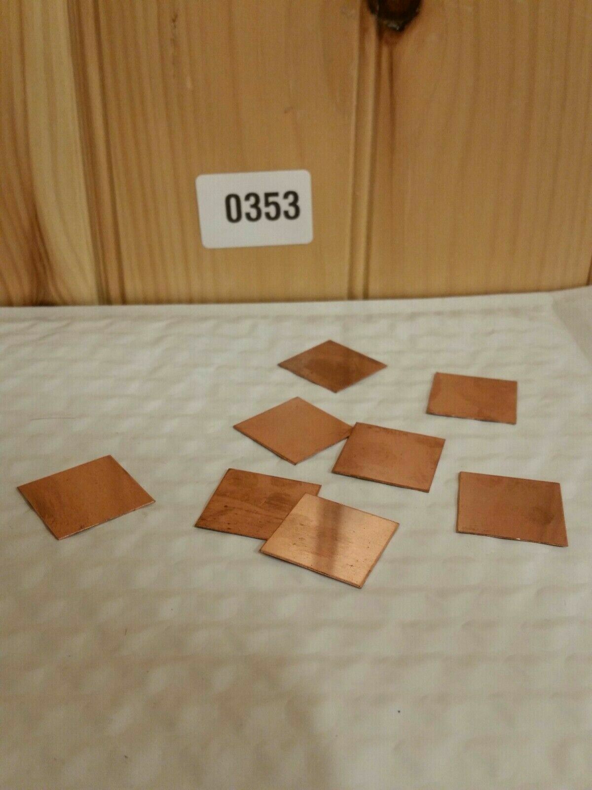 Copper Square 1" .020 Thick 8 piece lot jewelry 020 0.020 Art Solder Welding