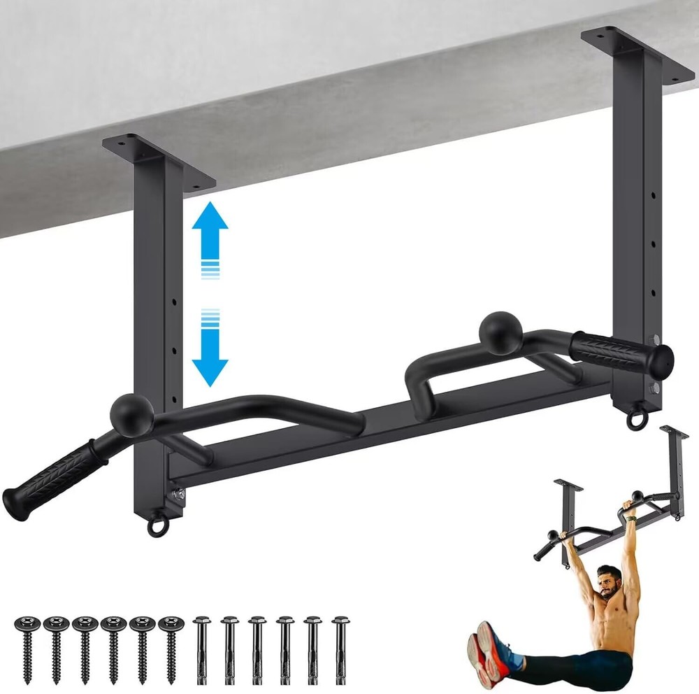 32" Ceiling Mounted Pull up Bar - Heavy Duty, Highly Adjustable, Multifunctional