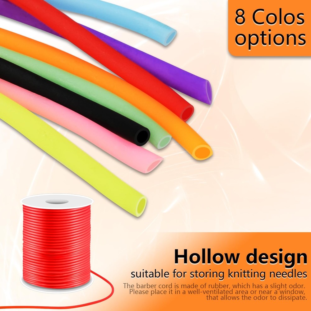 164ft 2mm Barber Cords for Knitting, Hollow Pipe Rubber String Stitch Red