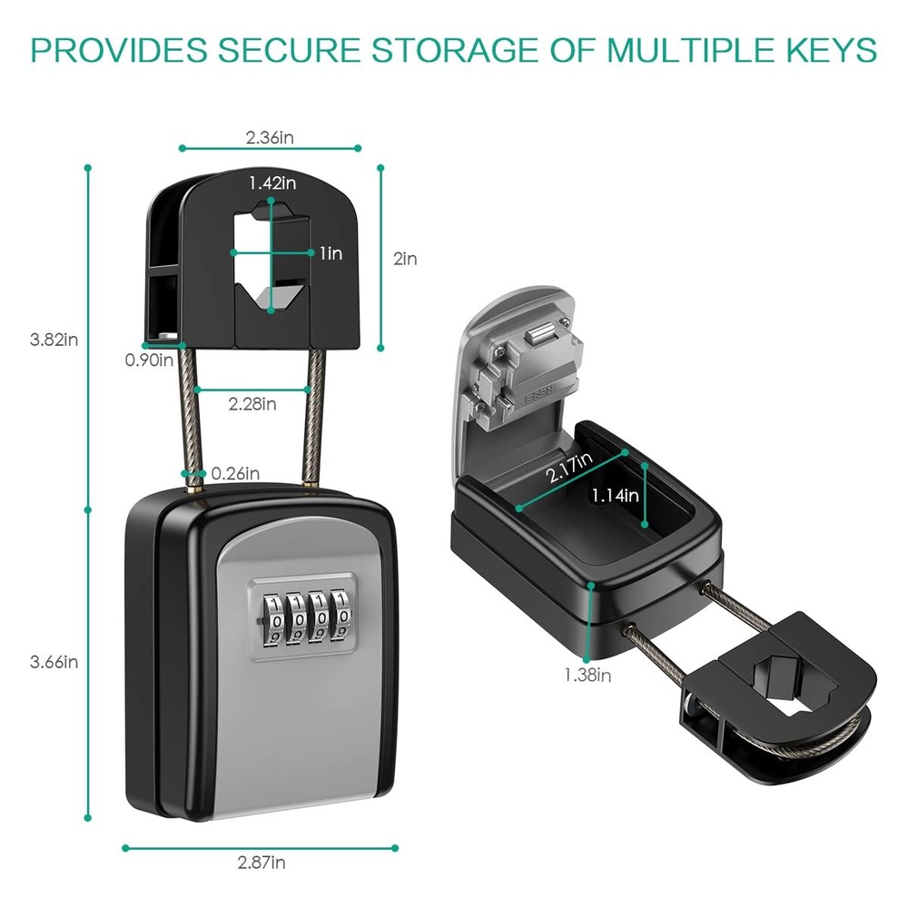 Key Lock Box, Resettable Key Storage Lock Box with Removable Buckle, Key Safe...