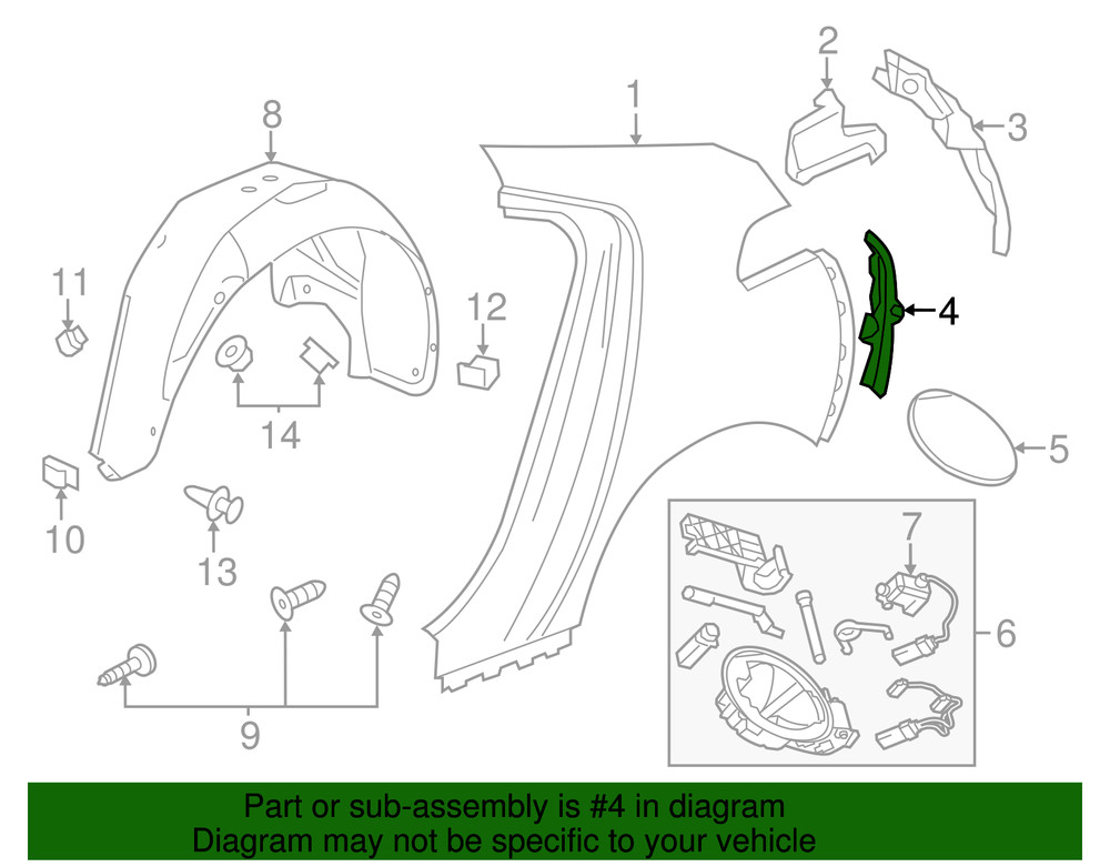 Genuine GM Driver Side Body Side Outer Panel Extension 25950983