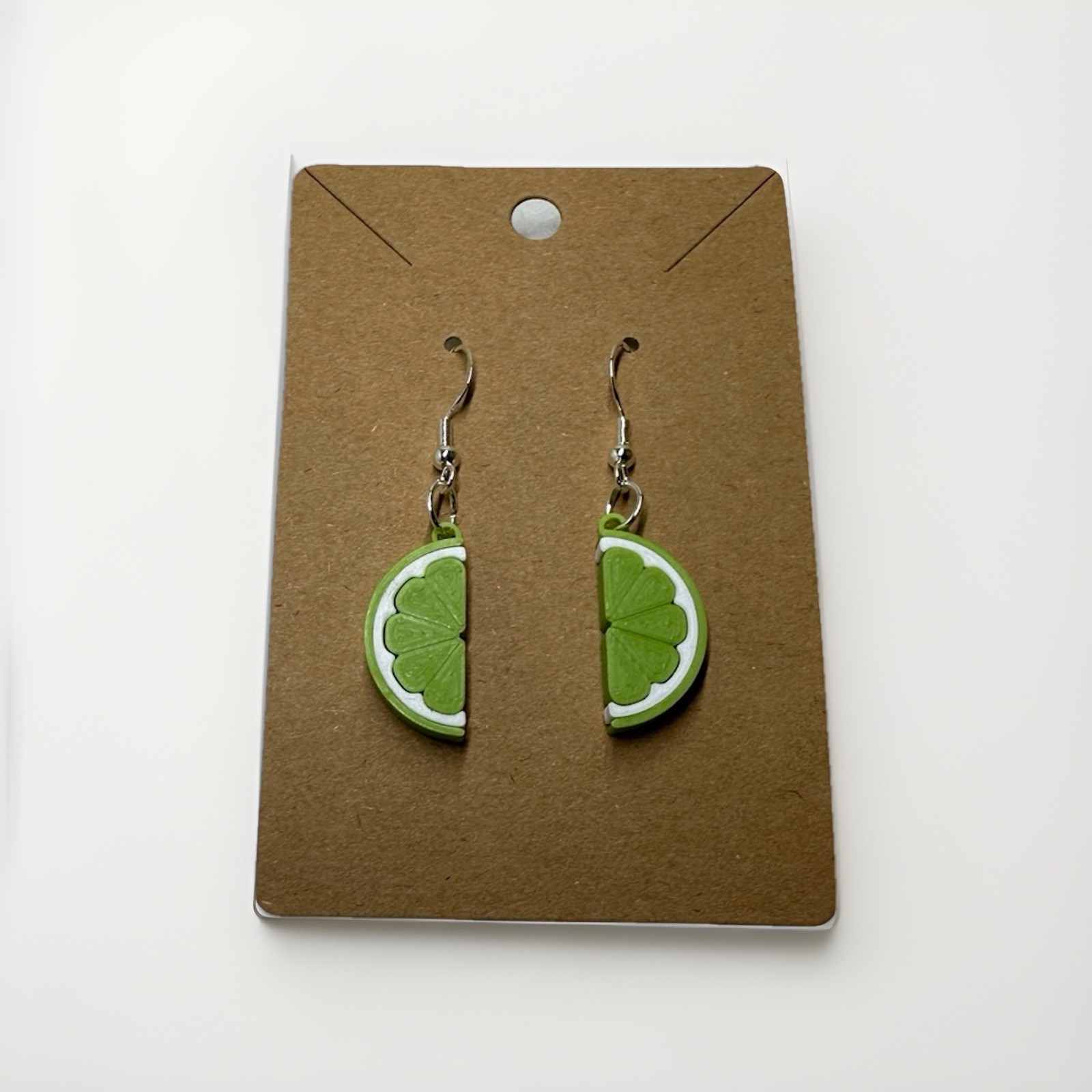 Small Lime Slice Dangle Earrings Zesty Fruit Jewelry Gift Fleshy Squeezed🍋‍🟩