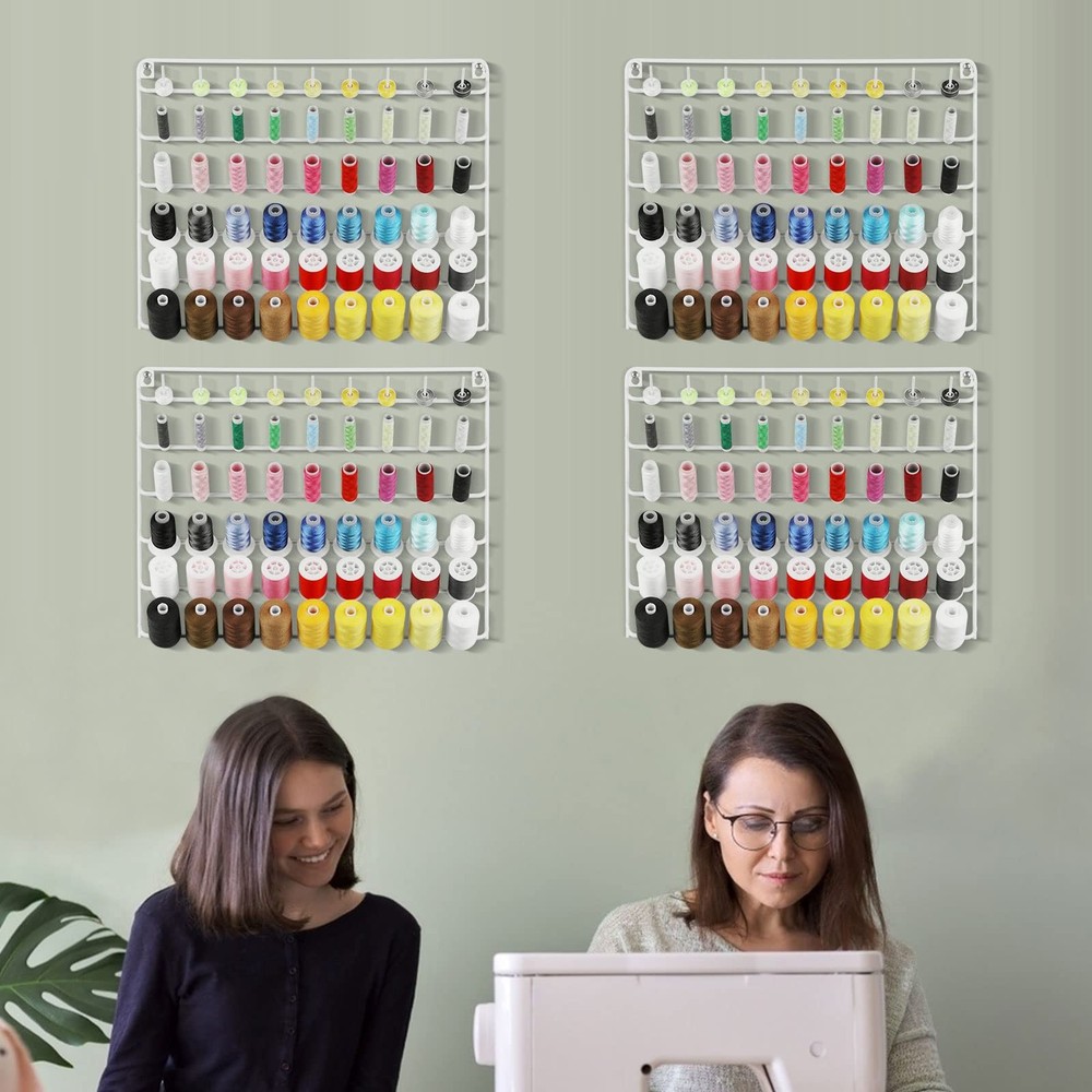 Thread Holder Organizer Wall 54-Spool Sewing Thread Rack 4 Pack Embroidery Sp...
