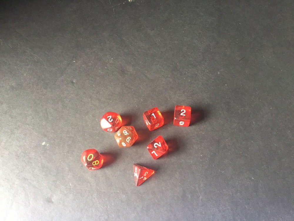 Vintage Early dungeons and dragons dice set Ruby Red Original