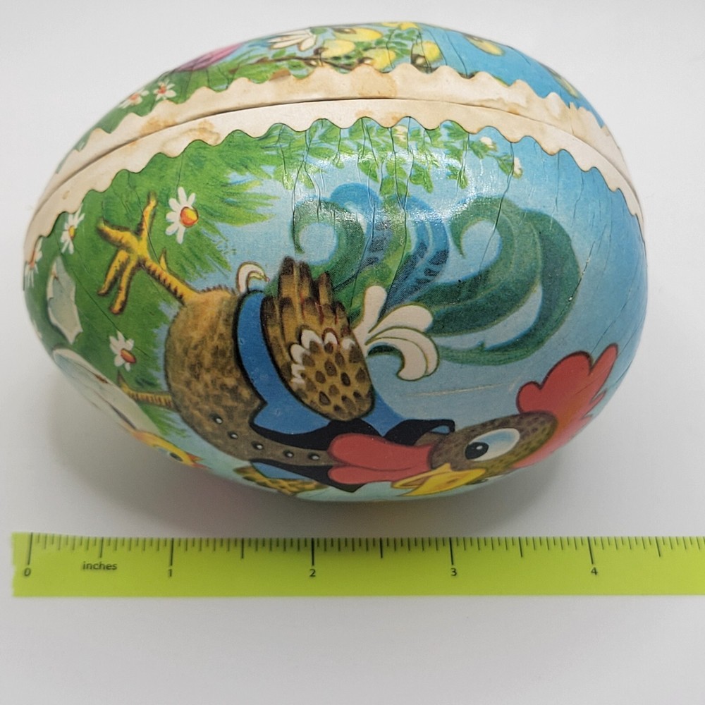 Rooster Paper Mache Egg Candy Container Made in German Democratic Rep Easter