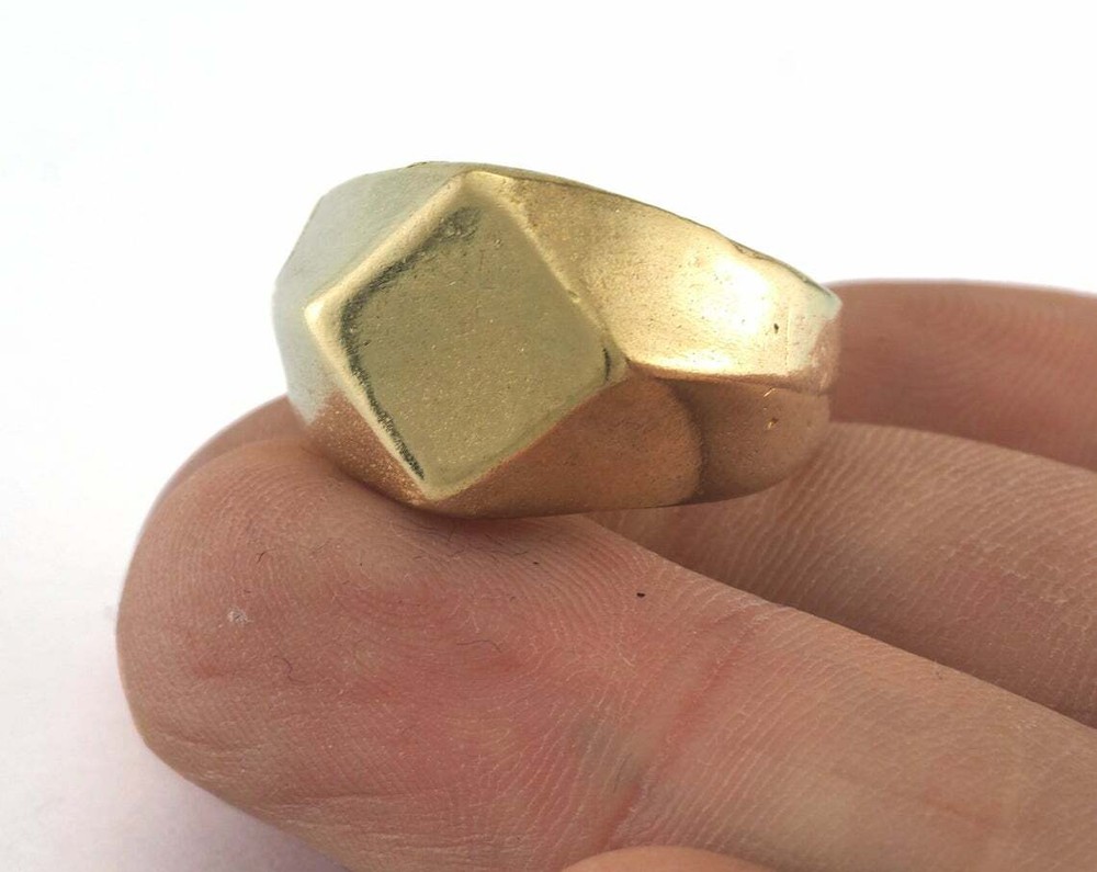 Domed Square Adjustable Ring raw Brass (19mm 9US inner size - Adjustable ) 3380