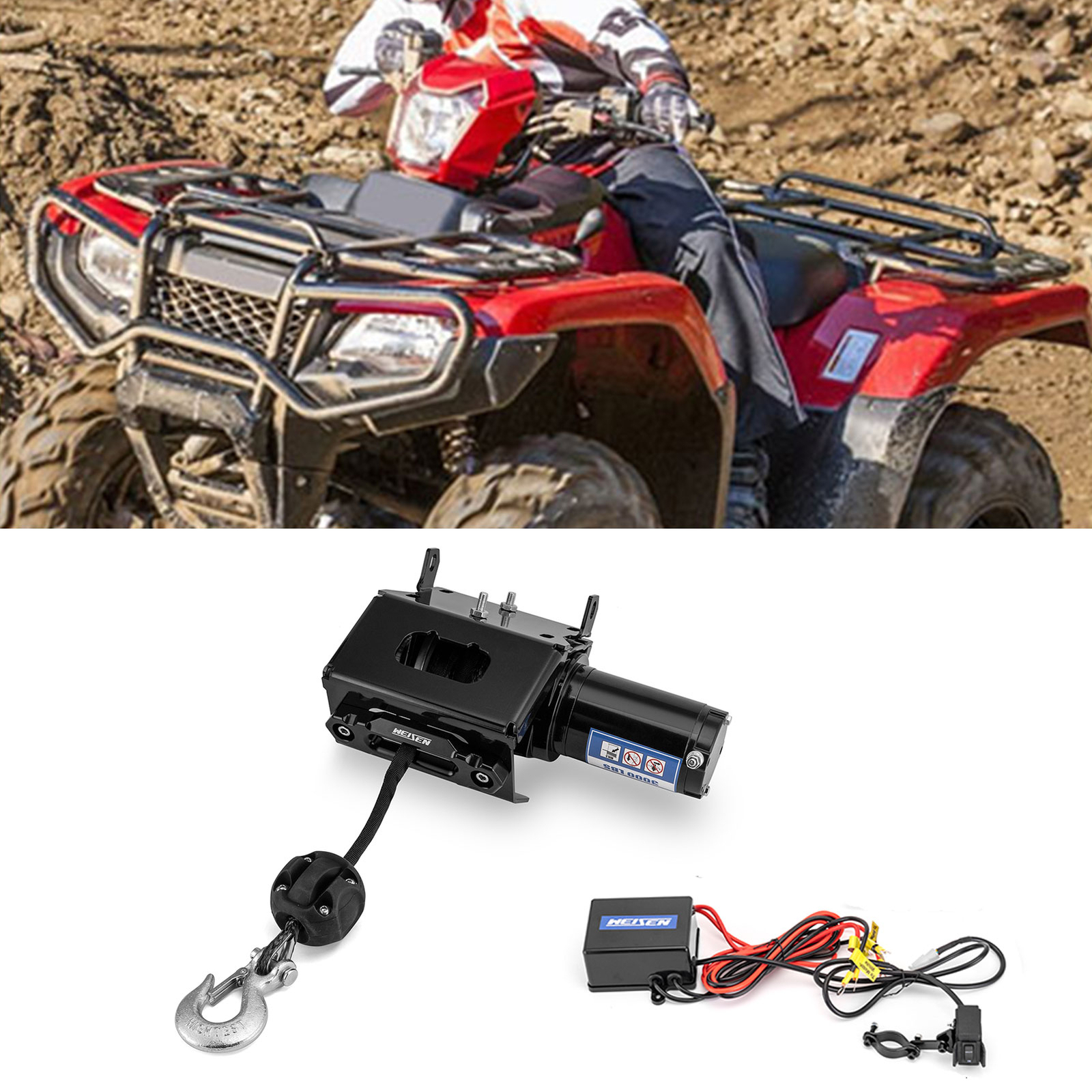 3000lb Electric Winch Kit with Winch Mount For 2014-2024 Honda TRX420 Rancher