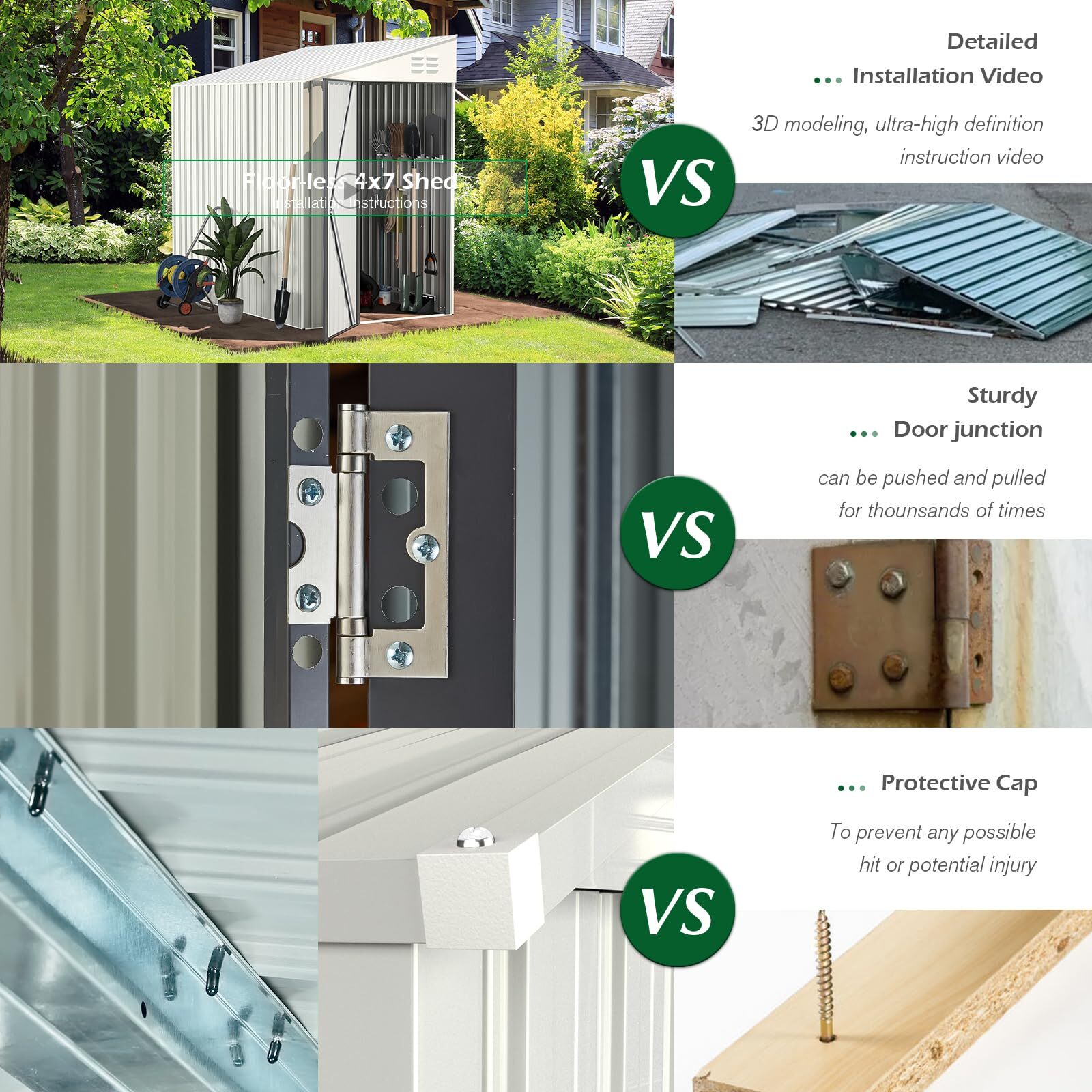 Outdoor Lean to Storage Shed Metal Side Door Shed Outdoor Storage Cabinet Garden