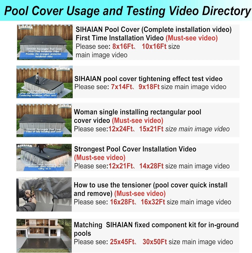 Innovative 8x16 Ft Rectangular Pool Cover with Tear Resistance and Drain Outlet