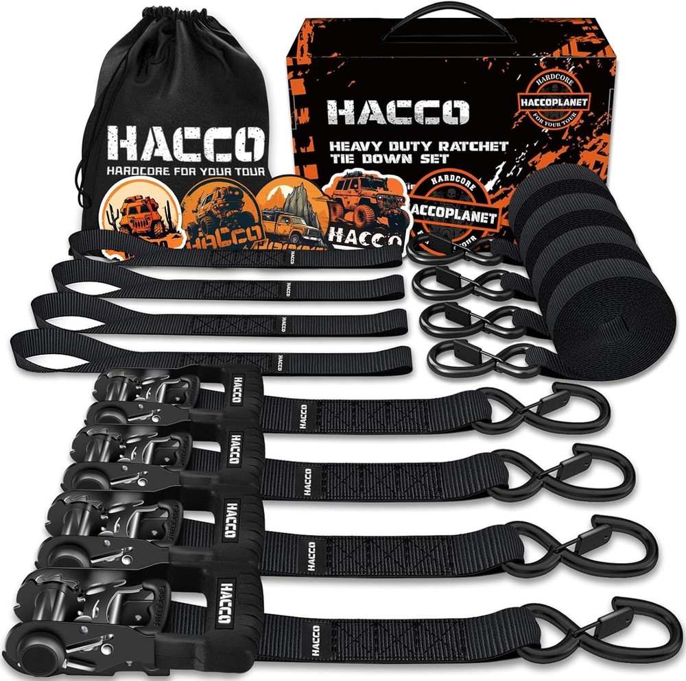 Ratchet Strap Set, 5280 lbs Breaking Strength, 16 ft × 1.6 in