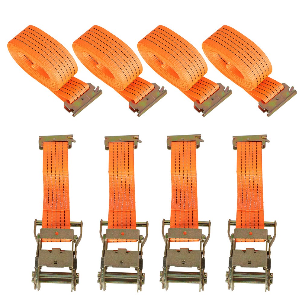 4 Pack 2"×20' E-Track Ratchet Tie Straps Trailer Orange 4400lbs Tie Down Straps