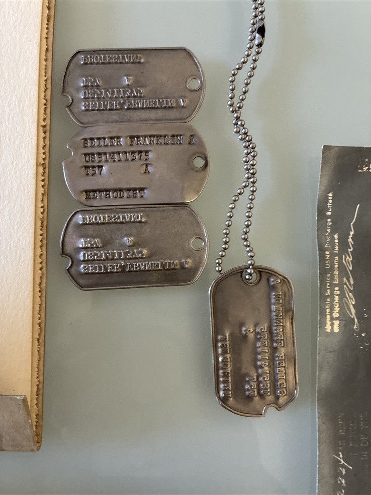 WWII LOT PHOTOS DOCUMENTS NOTCHED DOG TAGS