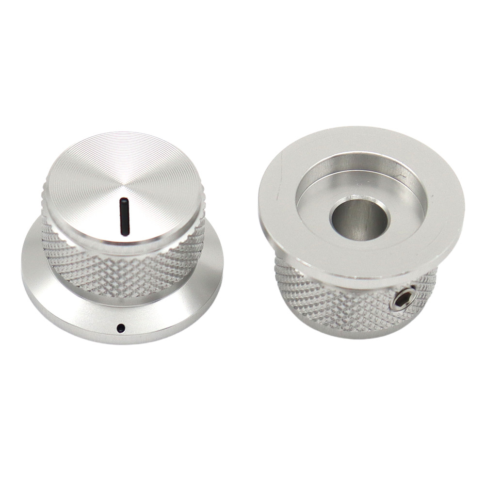 4x Aluminum Alloy Guitar Knobs 6.35mm Potentiometer Cap 1/4" Bell Knobs Silver