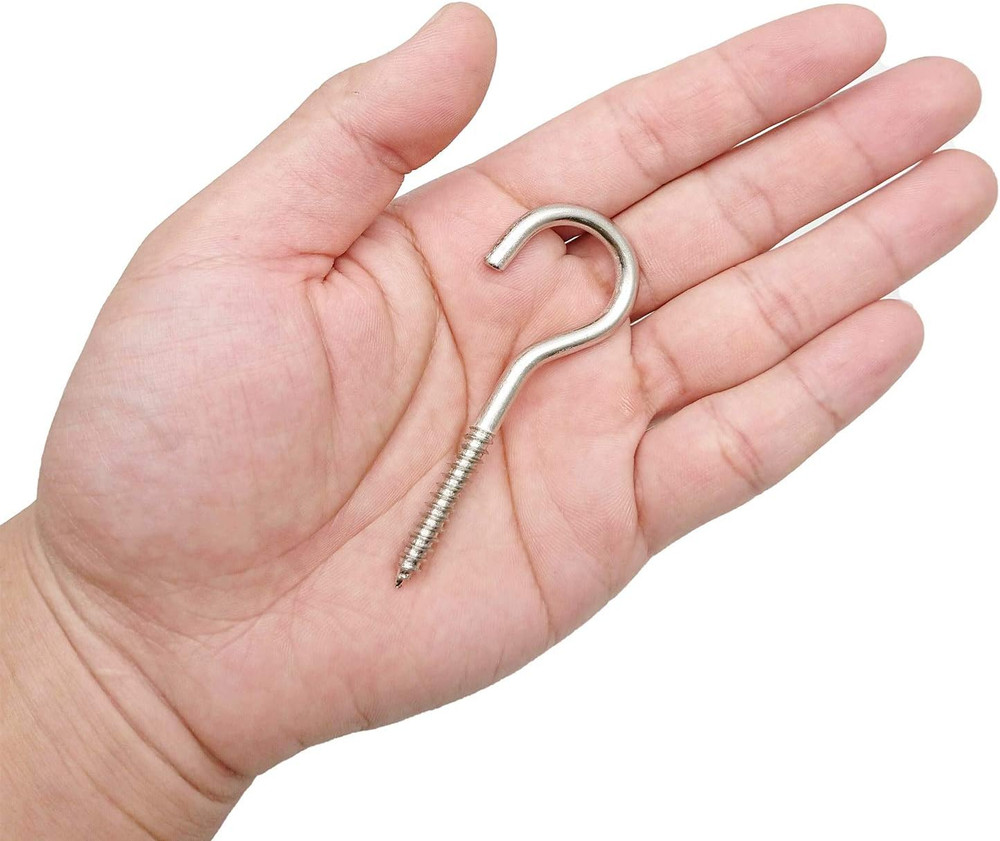 3 Inch Heavy Duty Large Screw Hook Ceiling Hook Cup Hook Silver 20 Pcs