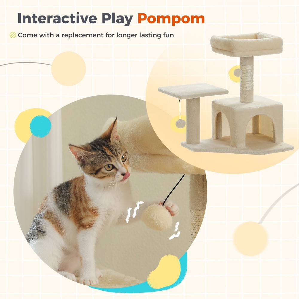 PAWZ Road Multi-Level Cat Tree Tower Scratching Post Large Hammock 2 Top Perches