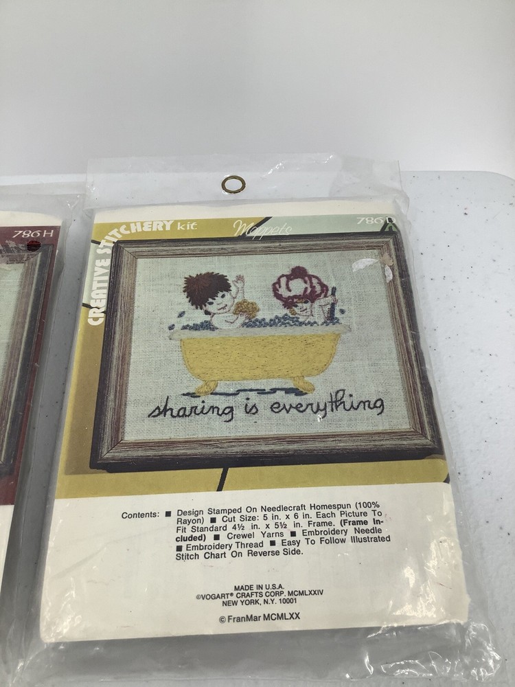 2 Moppets Creative Stitchery Kits Crewel Sharing Is Everything Theres No Place