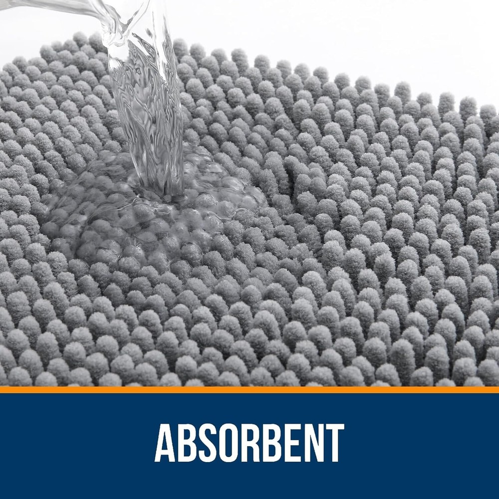 30x20, Extra Soft Absorbent Chenille Bath Rugs, Grey