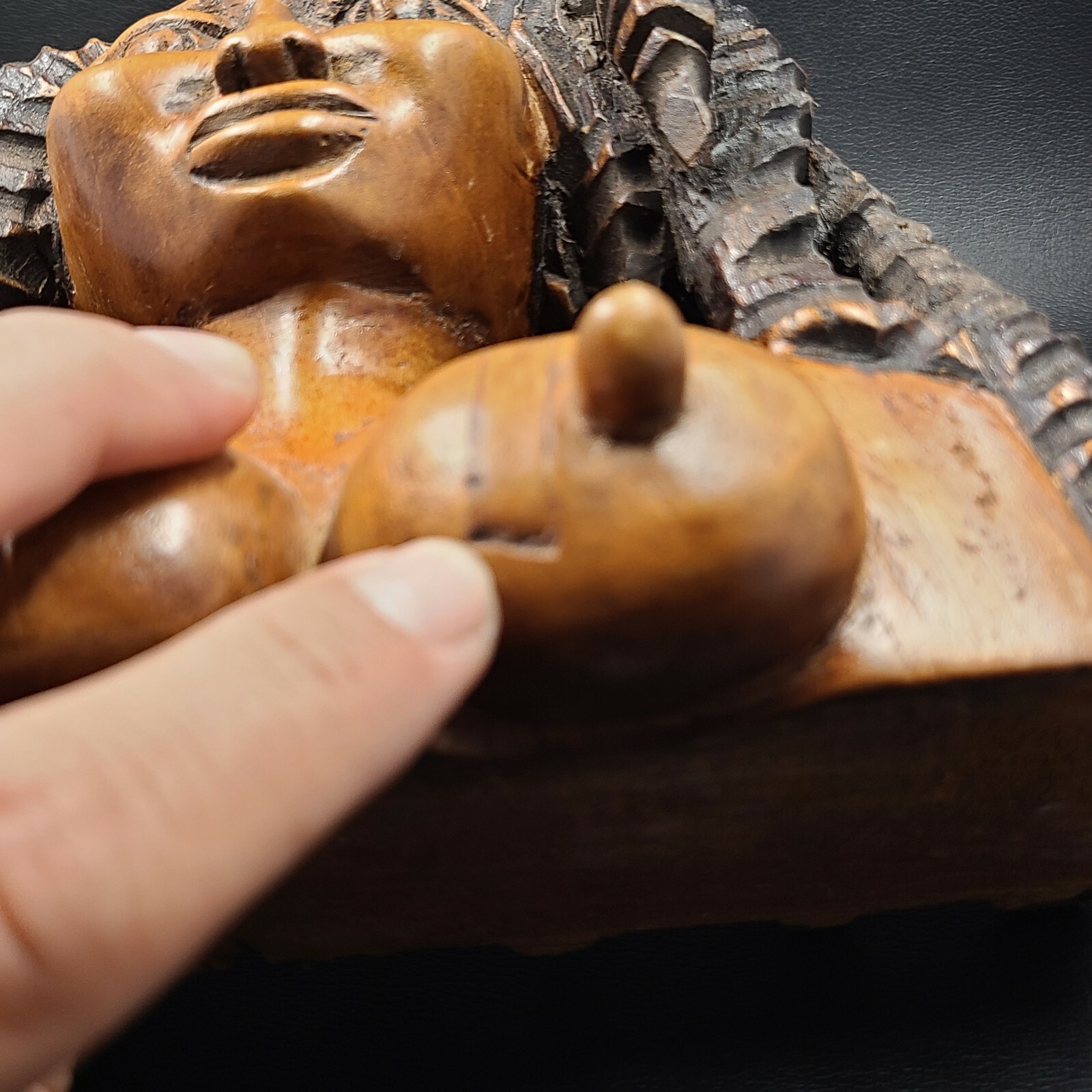 Solid Wood Hand Carved Wood Female Bust Statue Extremely Detailed