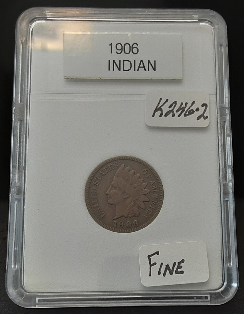 1906 INDIAN HEAD CENT - FINE - IN PLASTIC CASE - K246-2