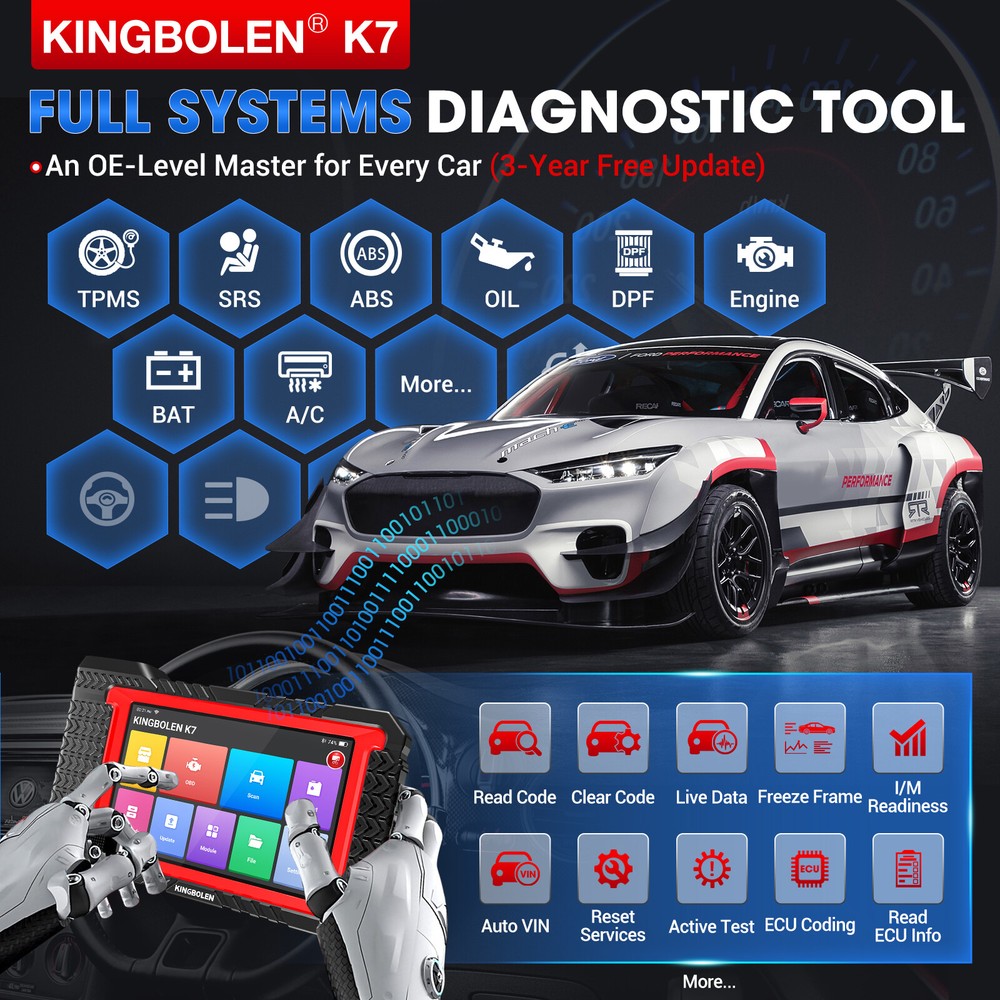 KINGBOLEN K7 Car OBD2 Bidirectional Scanner Full System Diagnostic ECU Coding