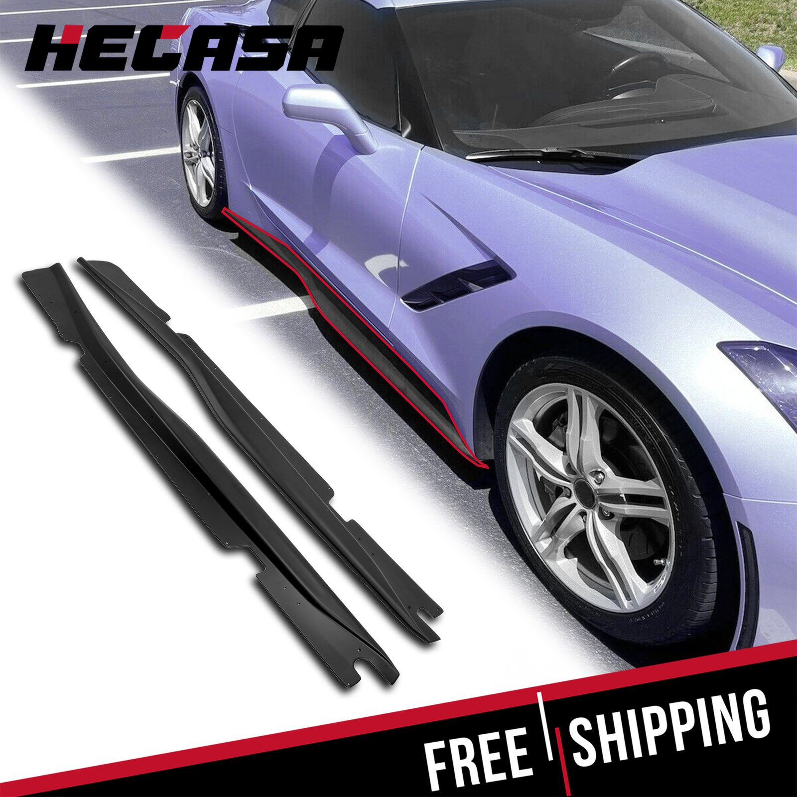 For 14-19 Chevrolet Corvette C7 stingray Side Skirt Z06 Style Rocker Panel Black