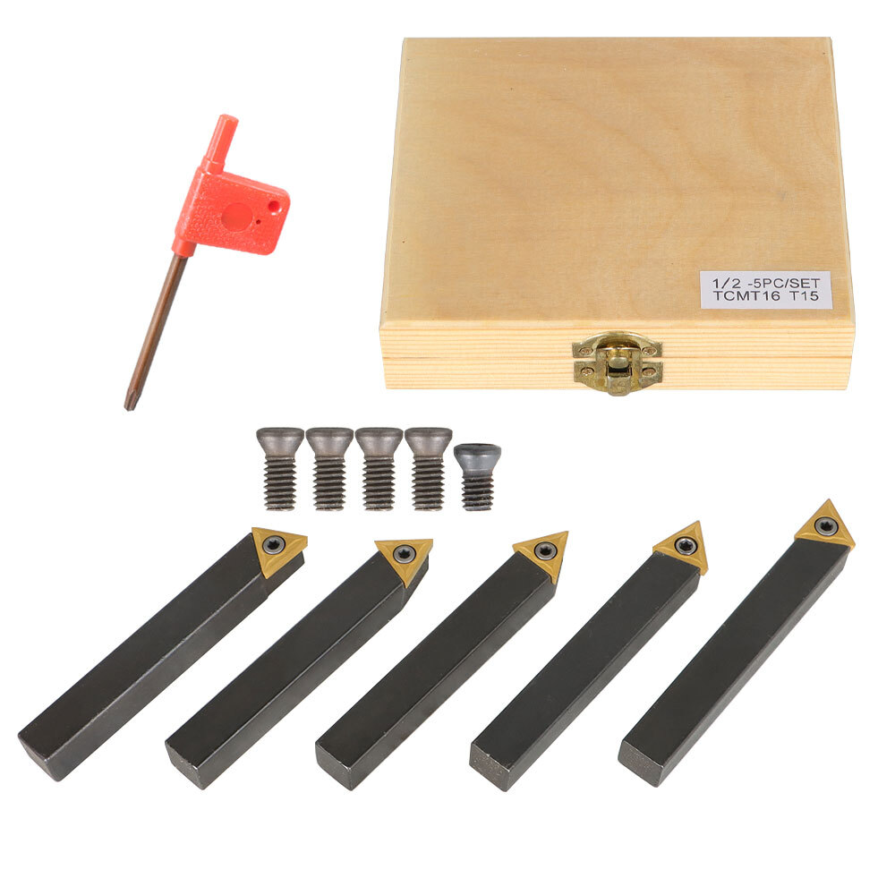 5 PACK 1/2 Inch Indexable Carbide Insert Turning Tool Bit Lathe Set Chip breaker