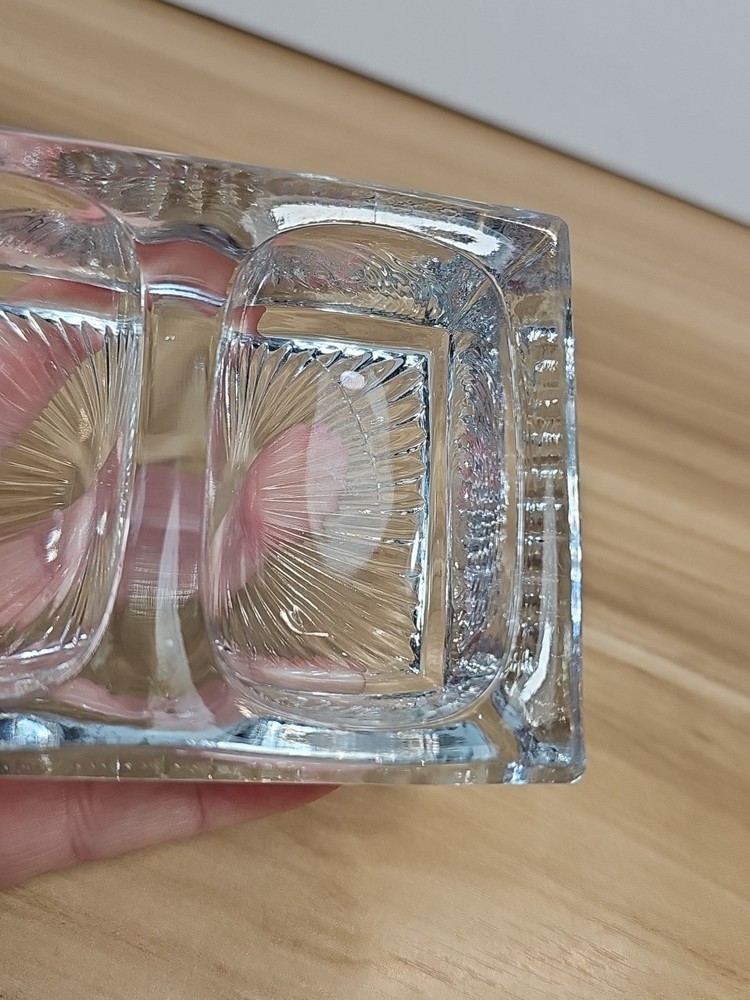 Vintage Double Pressed Glass 4" Salt Cellar