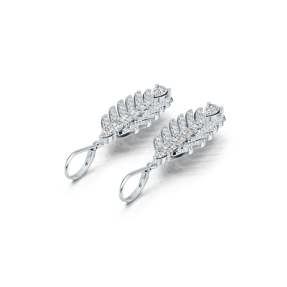 Sterling Silver Semi Mount Earrings Setting Pear PE 6X4mm Feather Theme