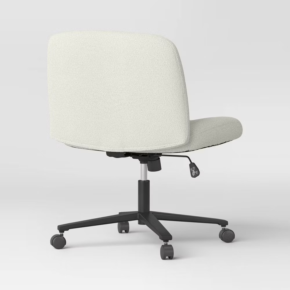 Upholstered Criss Cross Armless Office Chair with Metal Swivel Base - Room