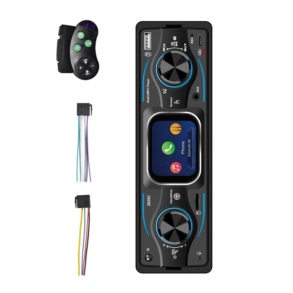 MP3 Car Radio with Steering Wheel Control, Bluetooth A2DP USB TF Card Reader