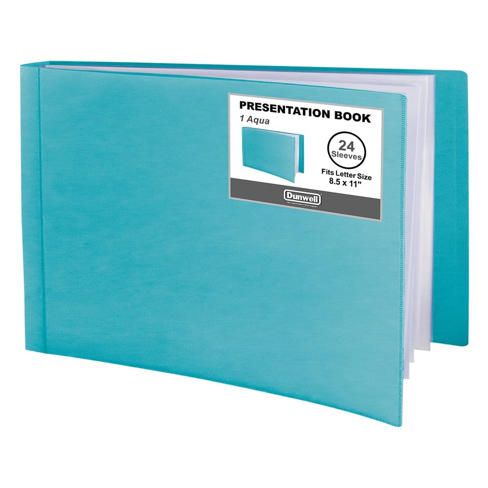 Dunwell 8.5x11 Portfolio Binder (Aqua, Horizontal), Plastic Presentation Book...
