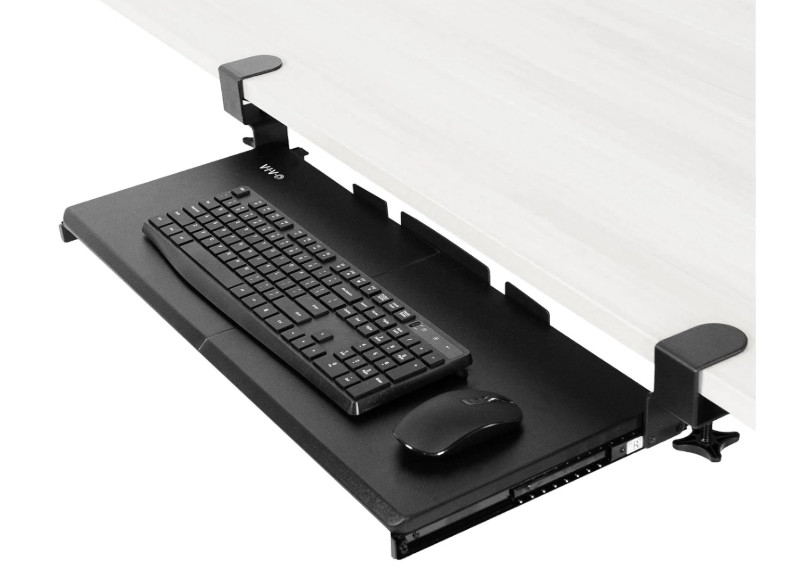 27''x11'' Keyboard Tray Under Desk Pull Out w/ Extra Sturdy C Clamp Mount System