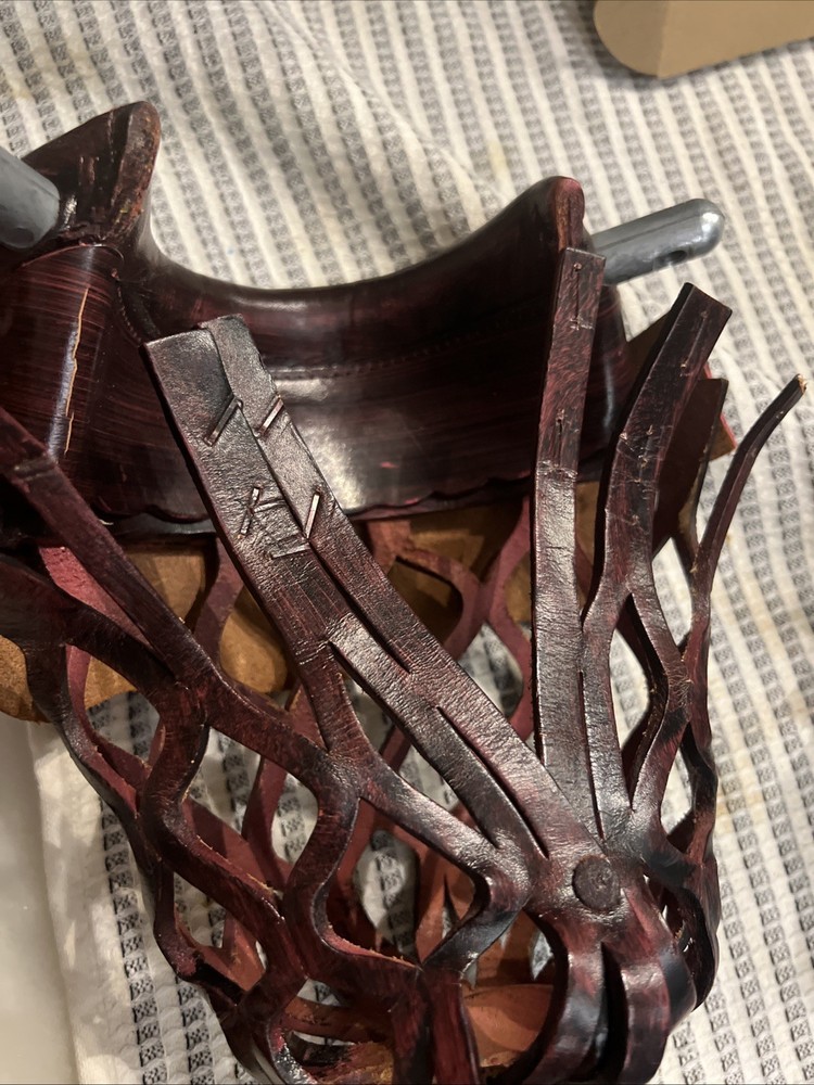 1 Pool Table Real Reddish Leather Pockets Corner BRUNSWICK Replacement Vintage