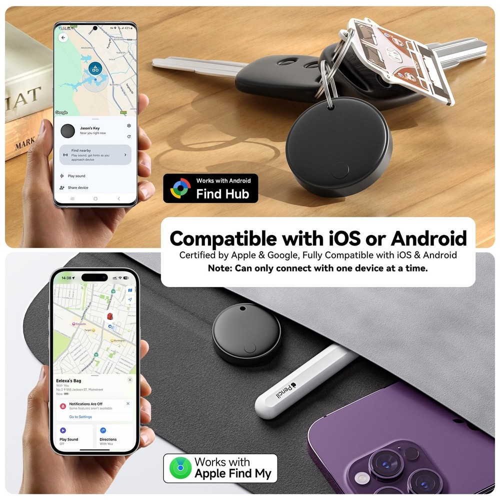 Eelexa Smart Tag Tracker, Dual System Air Tracker Tag for iOS and Android, Co...