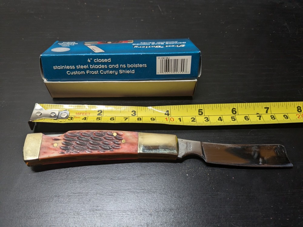 Frost 4" Razor Lock Folder Brown Bone Handle - 17-150SAJ