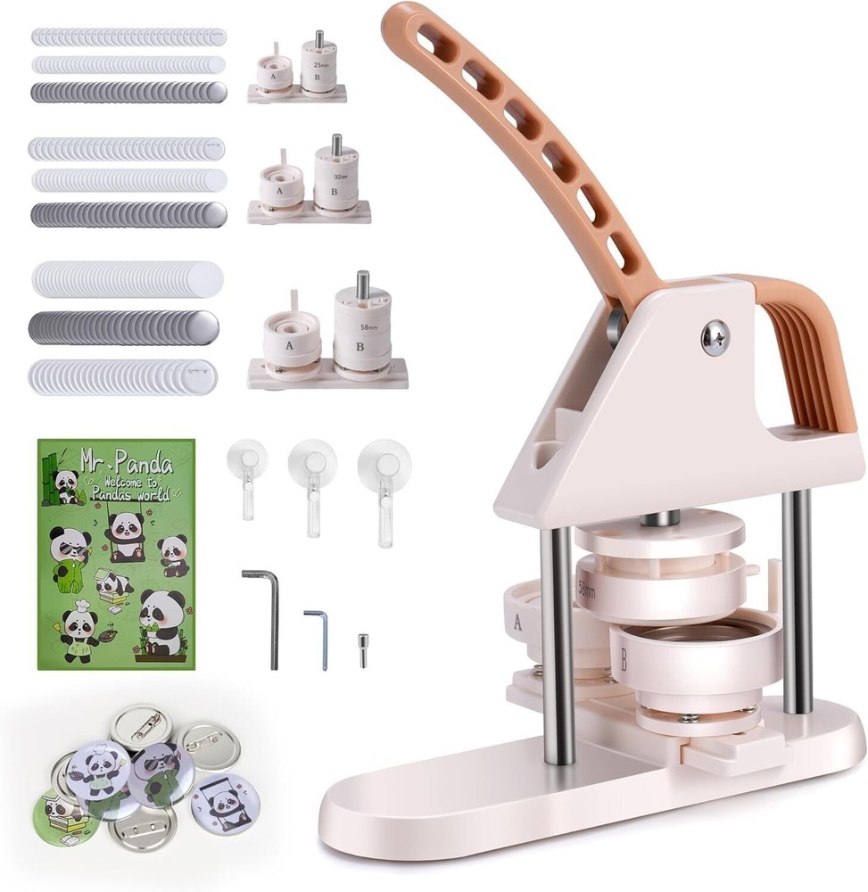 Button Maker Machine 25/32/58mm Handle Stamping Press 300pcs Button Parts