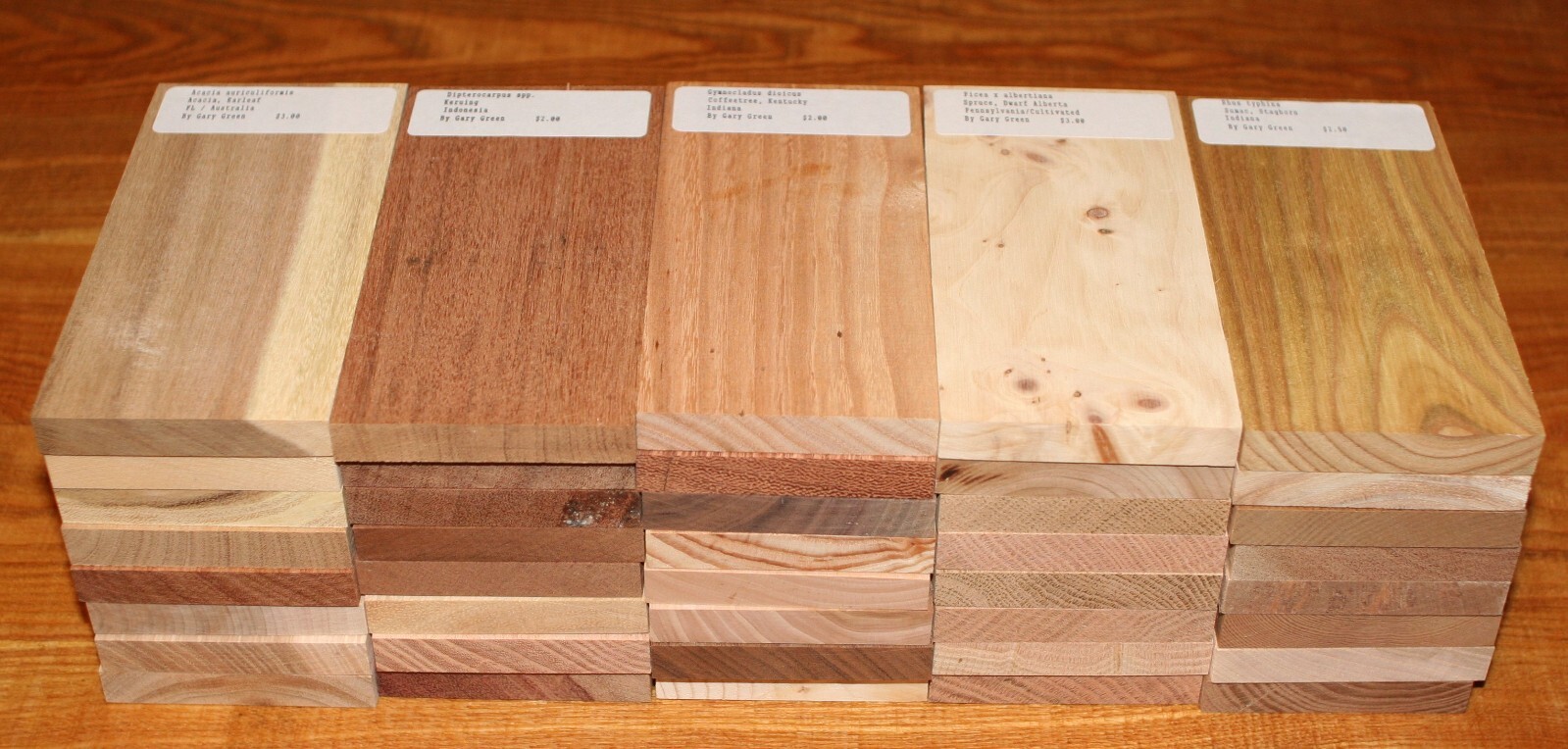 40 pc. Set of 1/2 x 3 x 6" Wood Samples for Collecting, Knife Scales, etc. Set 1