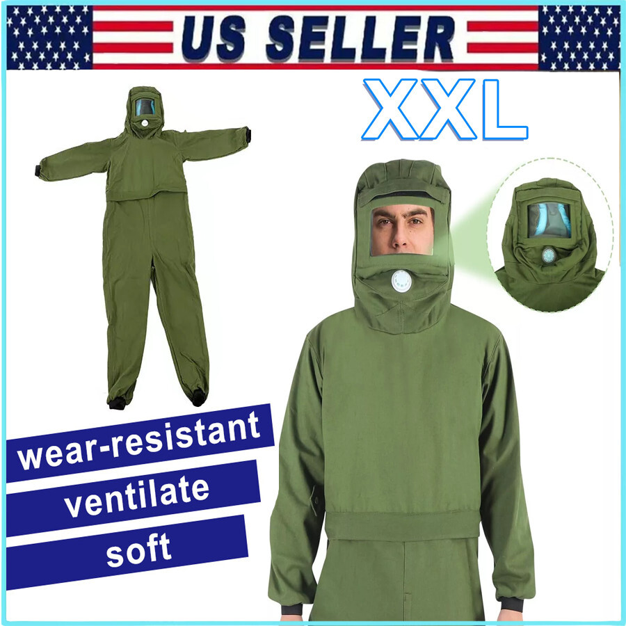 Green Sand Blasting Suit Elastic Cuff Work Overalls for Sandblasting Spraying