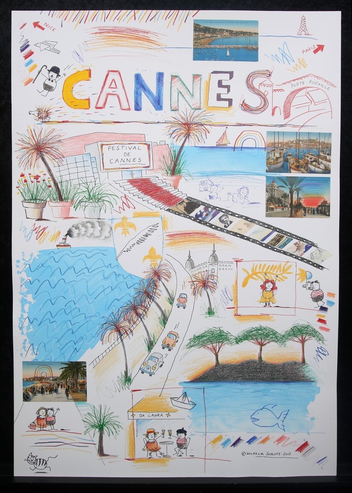 Schlote, Wilhelm - Cannes - original design drawing - signed UNIQUE